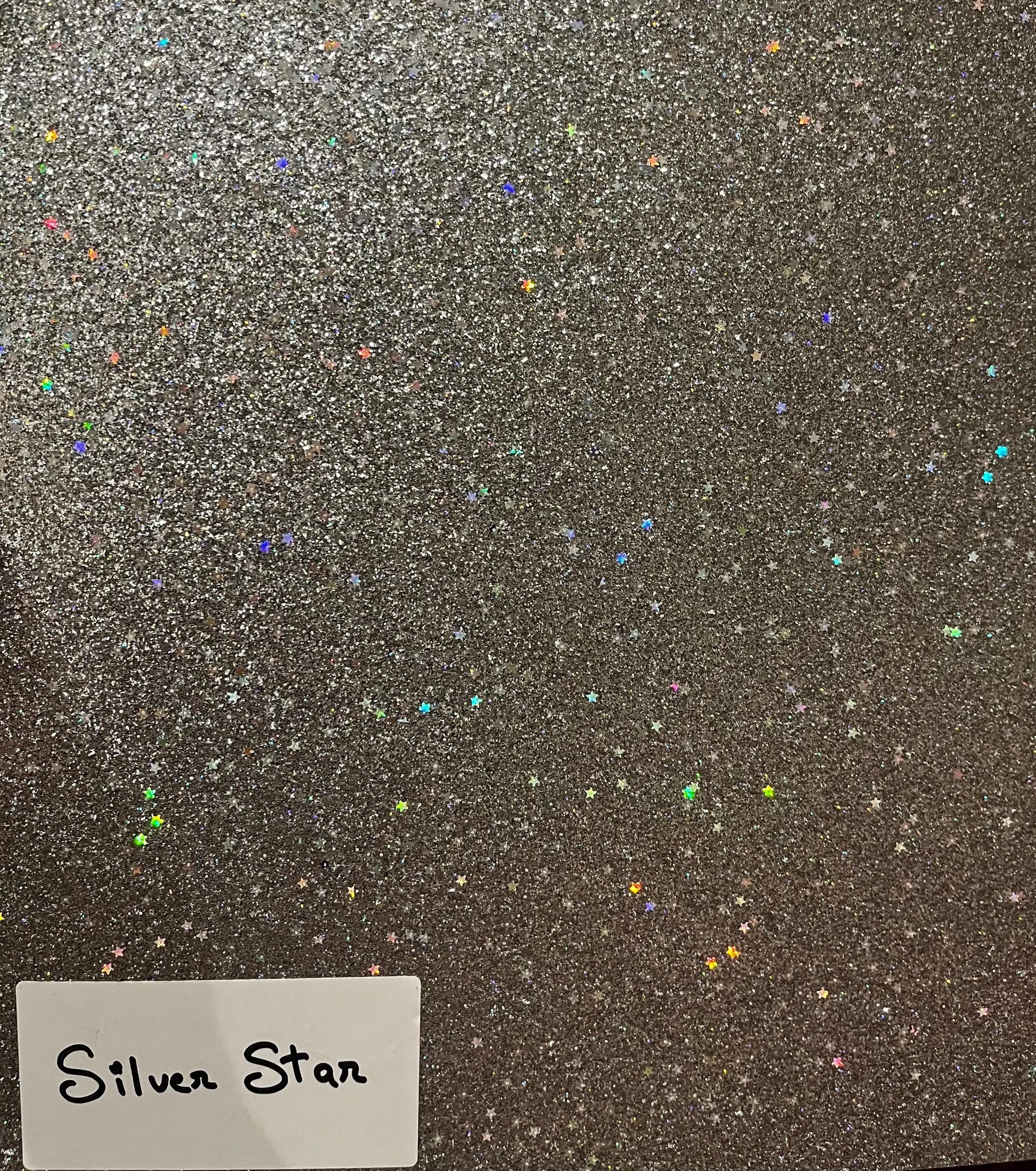 Silver glitter cardstock with embedded star pattern 12x12